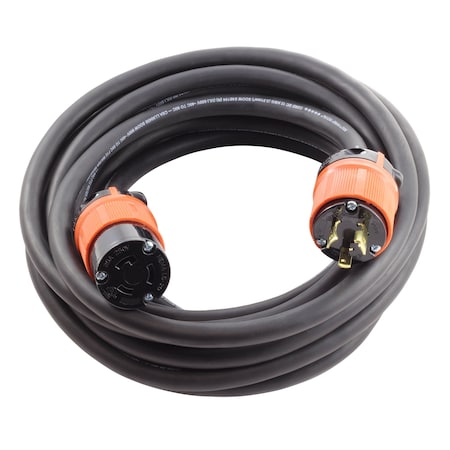 Ac Works SOOW; Cold Weather Extension Cord, 12 AWG, Indoor/Outdoor, 12/3, 1 Outlets, L6-20R, Black, Rubber L620PR-100E